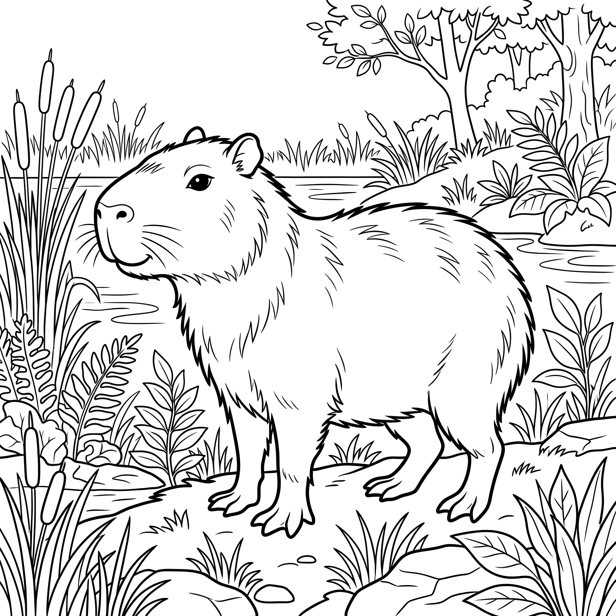 Coloring page created from the prompt: Capyabara