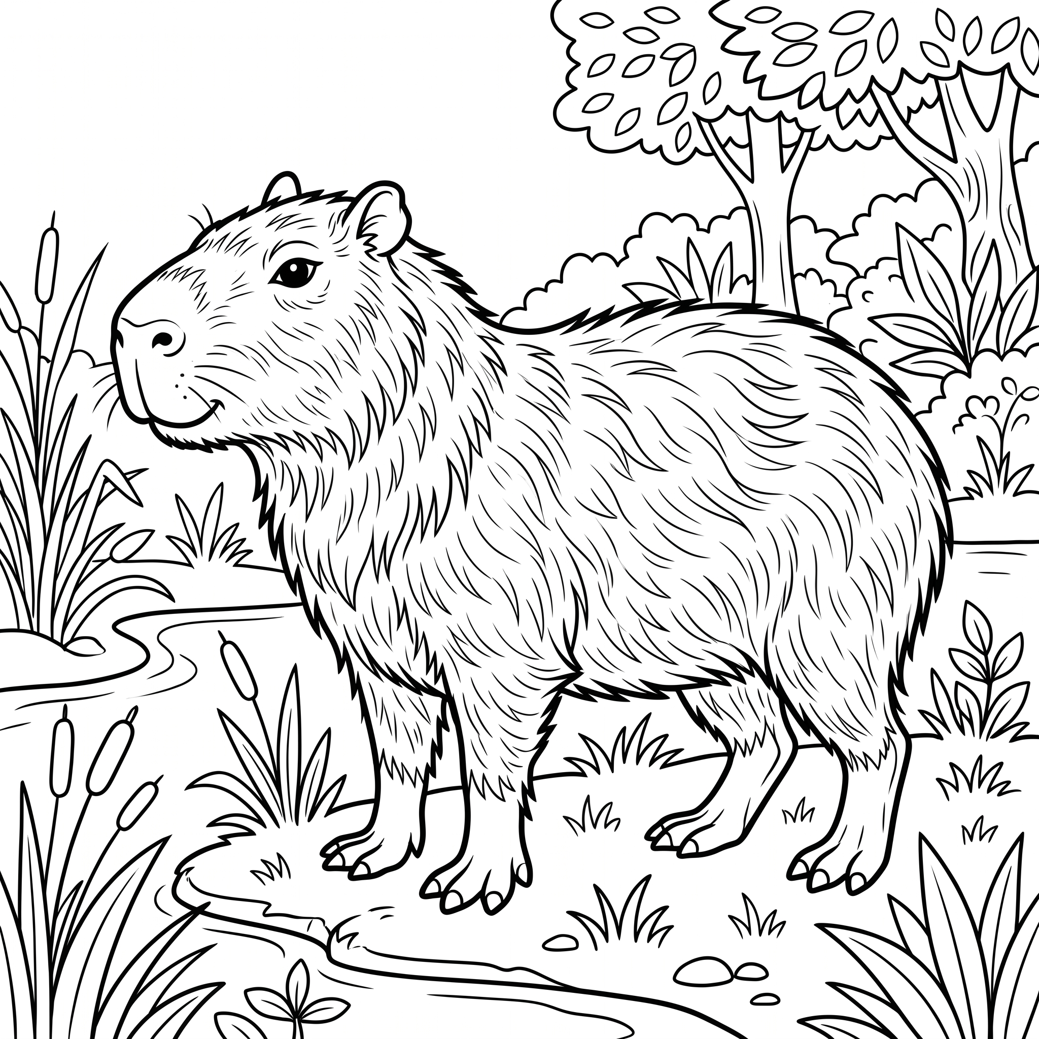Coloring page created from the prompt: Capyabara